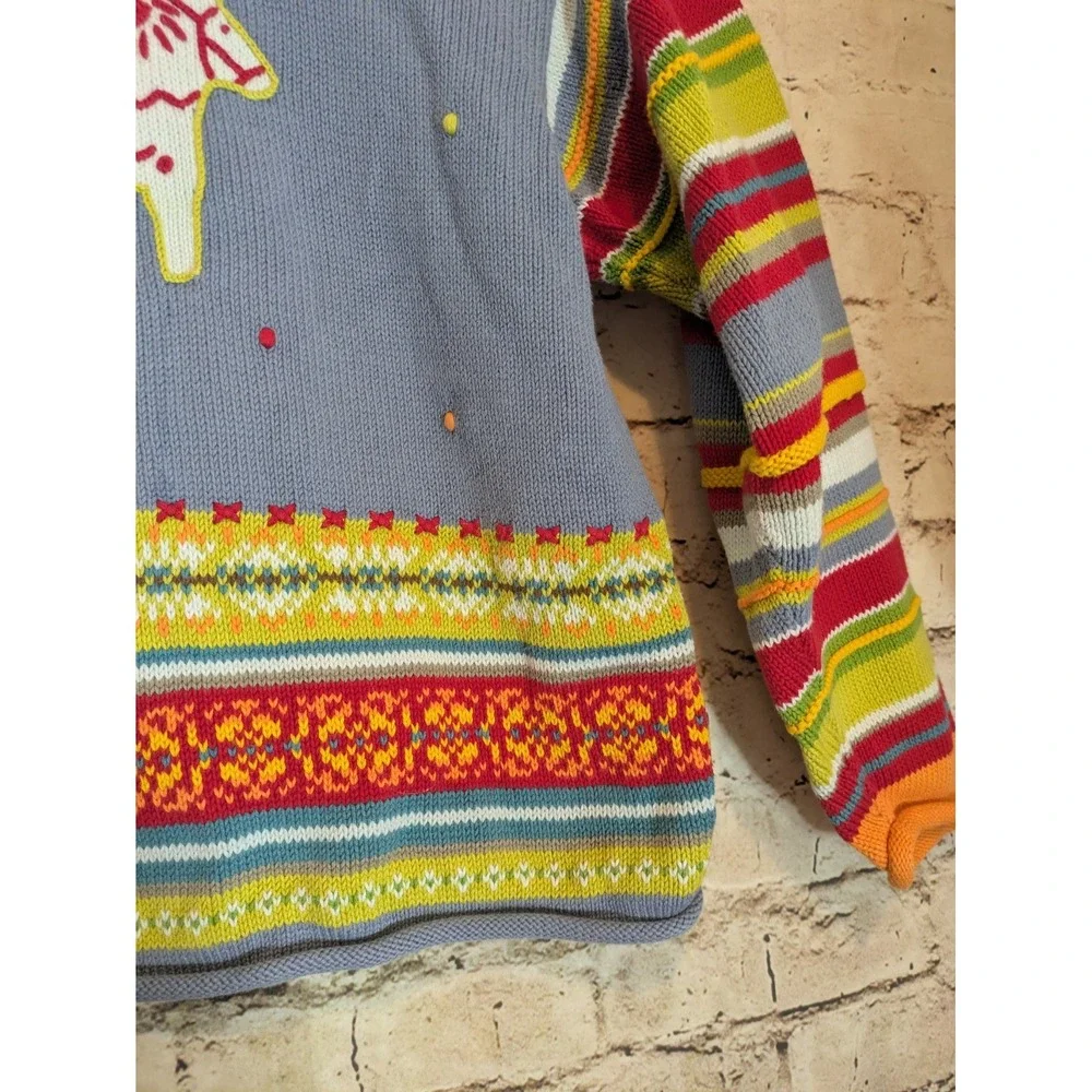 Hannah Anderson Roll Neck Sweater Girl's 10 Southwestern Dala Horse Print Peru
